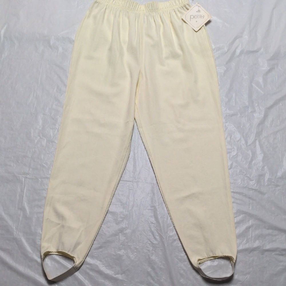 Monterey Canyon Vintage 80s Cream High Rise Pull On Stirrup Pants NWT Size 12P